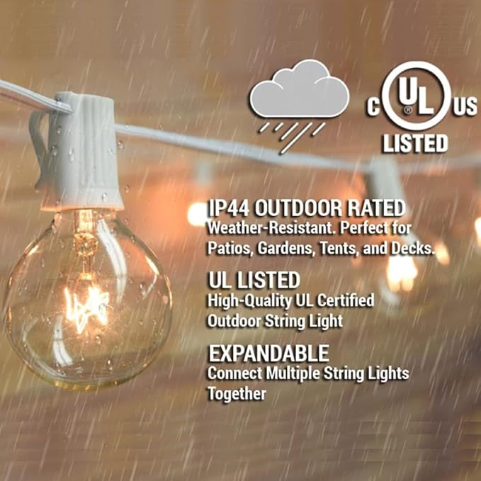 GOOTHY G40 Replacement Bulbs, 120V 5W Incandescent Light Bulbs, E12 Candelabra Base, 1.5 Inch Clear Globe Replacement Light Bulbs for Indoor Outdoor String Lights, Warm White -25 Pack