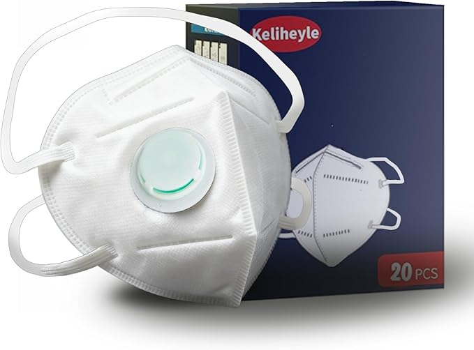 Head Mounted Face Dust Mask 20PCS,7 Layer Breathable Valve Disposable for Protection Construction Sanding Adult