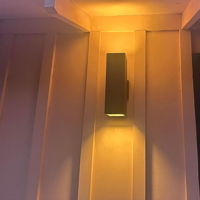 Dawn to Dusk Outdoor Light Fixtures Wall Mount 2 Pack, LED Modern Up Down Lighting Outdoor Wall Sconce Lights 2700k, 13" Black Outside exterior lights for House Porch Garage,IP65,UL Listed (Black)