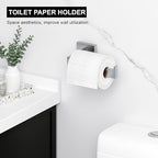 Bathroom Accessory Towel Bar Set: 5 Pieces Brushed Nickel Bathroom Hardware Square SUS304 Stainless Steel - Wall Mounted Towel Rack&Toilet Paper Holder&Towel Ring and Robe Hooks.