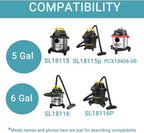 Pack 12(10+2) 19-3100 Vacuum Bags for Stanley Shop Vac 5-6 Gallon Wet/Dry Vacuums Disposable Dust Bags Reusable Filter 19-1500 Combo