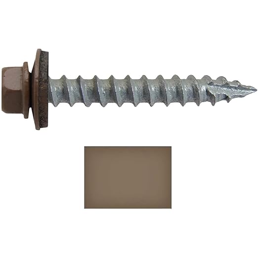 #14 Metal ROOFING SCREWS (250) Screws x 1-1/2" LIGHT BROWN Hex Head Sheet Metal Roof Screw. Self starting/tapping metal to woodsheet metal siding screws - EPDM washer. for corrugated roofing