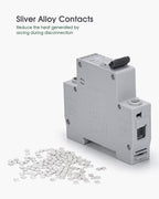 AC Miniature Circuit Breaker, 40 Amp 120V/240V 1 Pole DIN Rail Mount Circuit Breaker, Thermal Magnetic Trip, Solar AC Disconnect Switch MCB C40