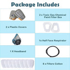 Reusable Half Facepiece Dustproof Respirator - Organic Gas Dust Chemical Respirator with Extra Filters for Painting, Machine Polishing, Welding,Spraying and Other Work Protection