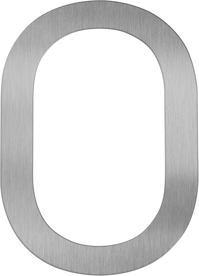 Adoorn 4 Inch Mailbox Numbers - Number 0, Silver Color, Each Sold Individually, Premium Metal Self Stick Address Numbers, Weatherproof Mailbox Numbers for Outside