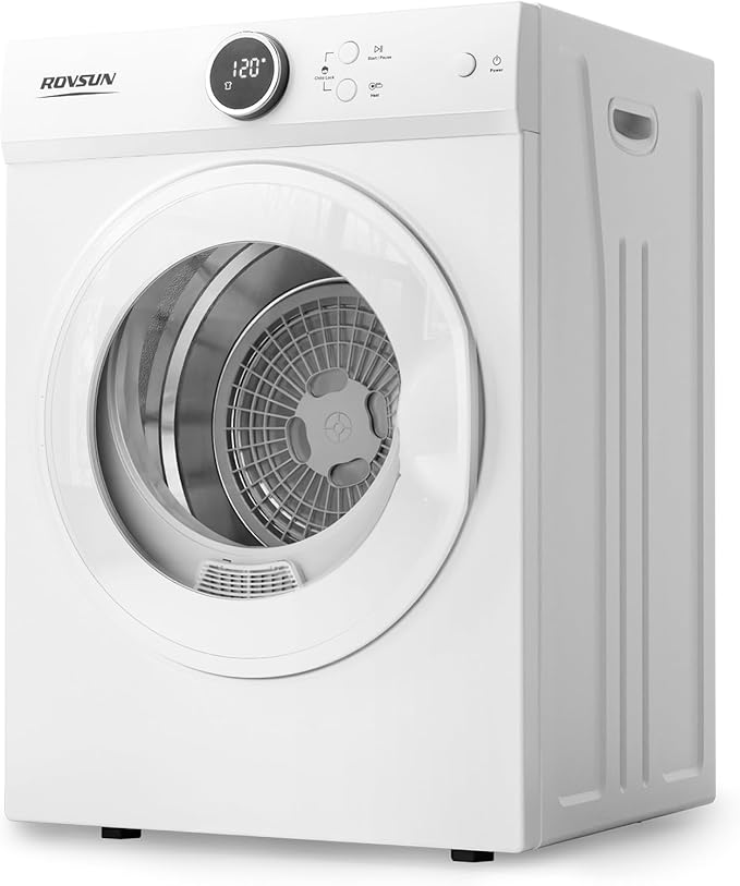 ROVSUN 1.8 Cu.Ft Portable Clothes Dryer, 1020W High End Front Load Electric Dryer, Compact Laundry Dryer with Electronic Screen Control & Stainless Steel Tub for Apartment, Home