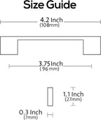 Alzassbg 10 Pack Champagne Bronze Cabinet Pulls, 3-3/4 Inch(96mm) Hole Centers Rectangle Cabinet Handles Kitchen Pulls for Drawers and Cabinets AL3051TGP