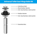Hibbent 4 PCS Universal Toilet Seat Bolts Kit, Heavy Duty Stainless Steel Toilet Bolts with Extra Long Downlock Nuts Rubber Washers Gaskets, Easy to Install -Bathroom Toilet Repair Screw