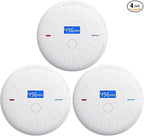 3 Pack 10 Year Battery Operated Smoke Detector and Carbon Monoxide Detector, Travel Portable Photoelectric Fire Co Alarm for Home, Kitchen