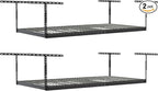SafeRacks Heavy Duty Overhead Garage Storage Rack, 2-Pack 4x8 Hammertone, 12"-21", 600 lb Capacity, Adjustable Ceiling Mount