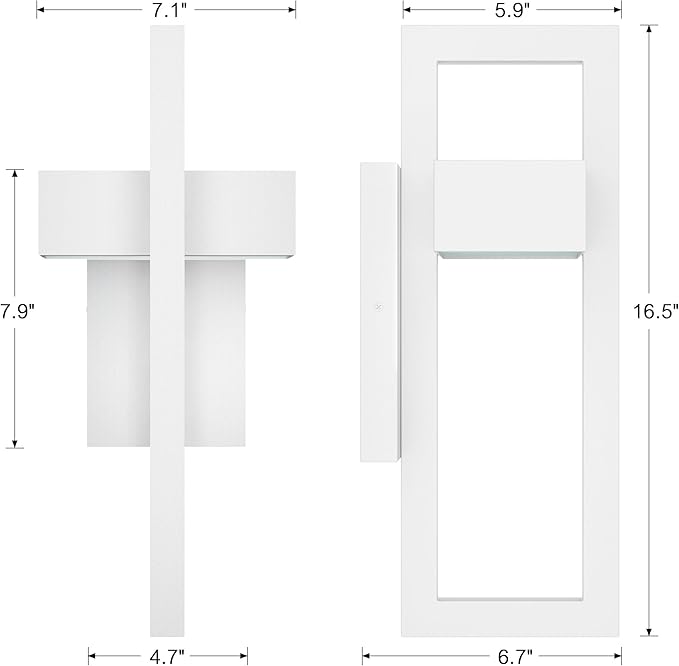 LamQee 2 Packs Modern Outdoor Wall Lights 3000K Integrated LED Outdoor Wall Sconces Lighting, Contemporary Exterior Lighting Fixtures Outside Wall Mount Lights for House Porch Door Garage, Matte White