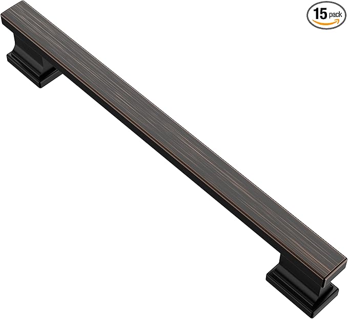 Alzassbg 15 Pack Oil Rubbed Bronze Cabinet Pulls, 6-1/4 Inch(160mm) Hole Centers Kitchen Cabinet Handles for Cabinets and Drawers AL3061ORB