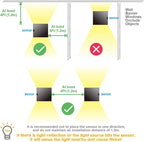 LANFU LED Aluminum Waterproof Wall Lamp, (Upgrade Dusk to Dawn Sensor) Waterproof Outdoor Light 20W 100-277V 2800K-3000K(Not dimmable) Outdoor Wall Light Warm Light 2LEDS (Black-20W-Larger)