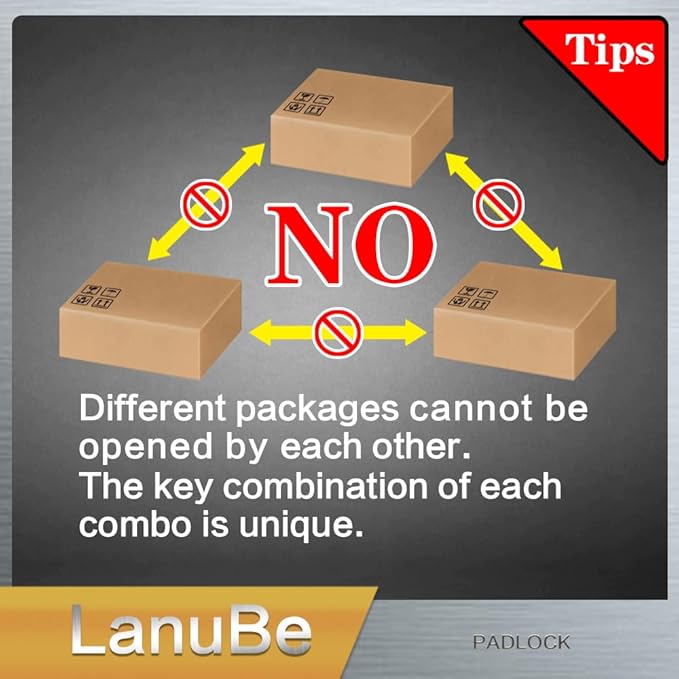 LanuBe Lock Laminated keyed padlock1-9/16 inch, keyed Alike Locks, Normal Shackle,Marked Black Plastic Hoop, Pack of 120