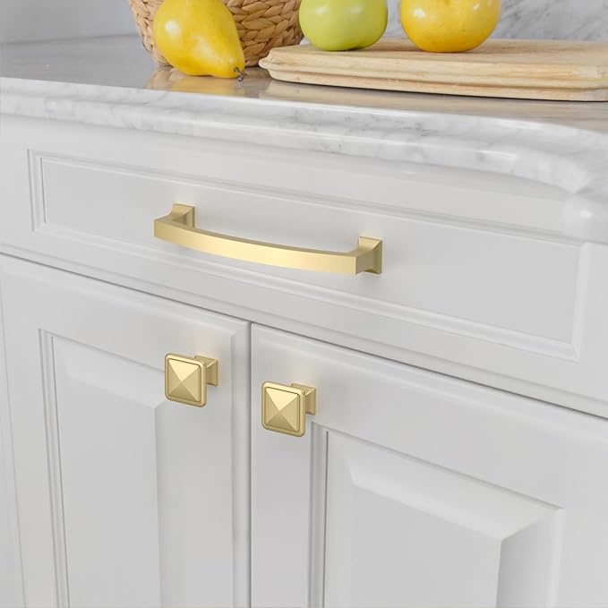 Asidrama 10 Pack 5 Inch(128mm) Brushed Gold Kitchen Cabinet Handles, Cabinet Pulls Kitchen Cabinet Hardware for Cupboard Drawer Pulls