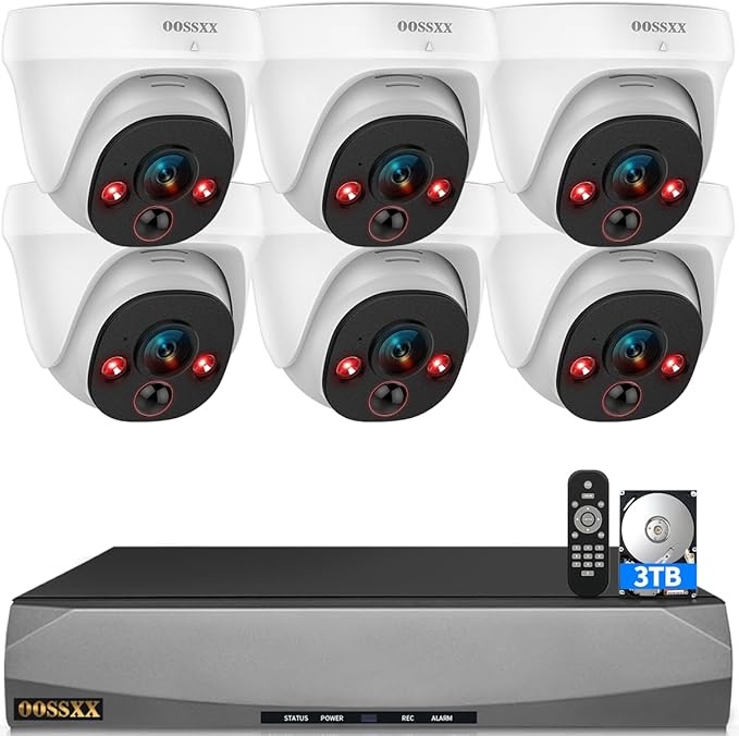 (4K HD & 130° Ultra Wide-Angle) 2-Way Audio 8MP Wired, 6Pcs Dome PoE IP Cameras for Home Security Outdoor Camera System Surveillance Video Indoor, Smart PIR Detection