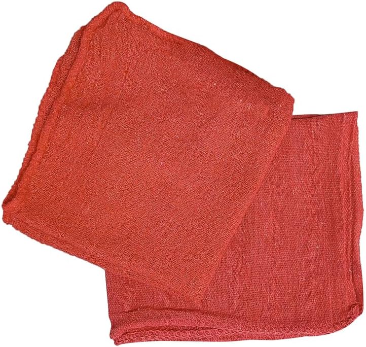 Shop Towels (Red, 50-Pack) - Bulk Cleaning Towel in a Bag, Mechanic Cotton Wipes for Car Maintenance, Auto Mechanics & Garage, Wipe Grease & Oil, Machine Wash & Reusable