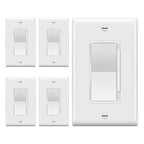 TOPGREENER Dimmer Light Switch, LED Slide Dimmer Switch,for 300W Dimmable LED/CFL Lights and 600W INC/HAL Bulbs, Single Pole/3-Way, Wall Plate Included, UL Listed, White, 5 Pack