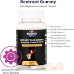 Beetroot Gummies - Magnesium and Vitamin C - Fruit Juice Extract - Gluten Free
