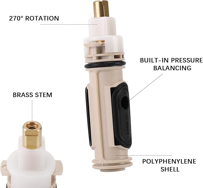 1222 Replacement Cartridge with Puller 104421 for Moen, Compatible with Moen Tub Shower Single Handle Posi Temp Faucet (with lubricating grease)