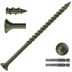 #10 x 3-1/2" Deck Screws (116Pcs) 2lb. Exterior Wood Screws. Carbon Steel, Green, Flat Head, Rust Resistant epoxy Coated, with T25 Star Bit