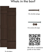 Board & Batten Vinyl Shutters (1 Pair) | 11"x59" (3-Board) - Coffee Bean | Exterior Window Shutters | Includes Mounting Hardware | Simple Installation | Made in USA
