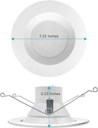 LUXRITE 5/6 Inch LED Recessed Retrofit Downlight, 14W=90W, CCT Color Selectable 2700K | 3000K | 3500K | 4000K | 5000K, Dimmable Can Light, 1100 Lumens, Wet Rated, Energy Star, Smooth Trim (6 Pack)