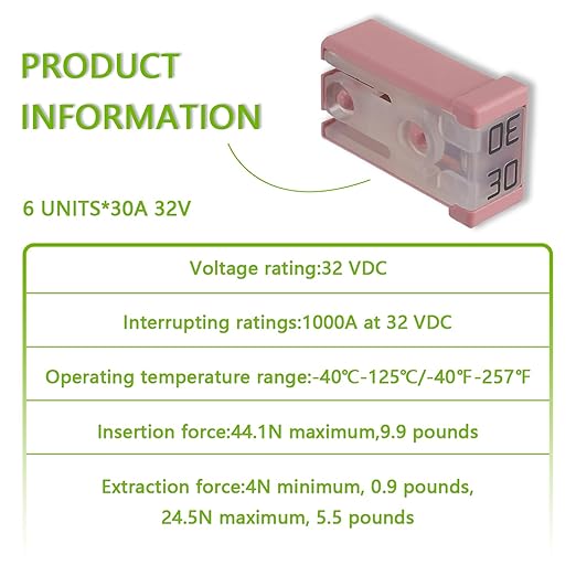30A 32V Mini Slotted Automotive MCASE Shaped Cartridge Fuse Kit(Pack of 6pcs,30A)