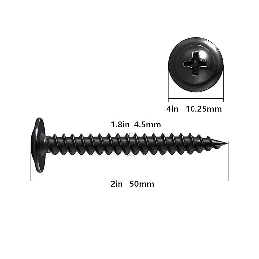 (100 pcs) Wensilon #10×2" Black Phillips Truss Head Wood Screws Quick Metal Self Tapping