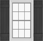 Board & Batten Vinyl Shutters (1 Pair) | 11"x31" (3-Board) - Black Cosmos/Paintable | Exterior Window Shutters | Includes Mounting Hardware | Simple Installation | Made in USA