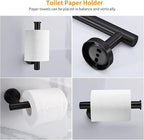 Cilee 10 Piece Matte Black Bathroom Accessories Set, 24inch Black Towel Bar Ring+Toilet Paper Holder+ Robe Towel Hook SUS304 Stainless Steel Bathroon Hardware Set