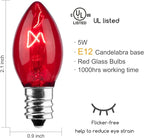 50-Pack C7 Replacement Christmas Light Bulbs, C7 Commercial Grade Incandescent Light Bulbs for Outdoor Indoor Holiday Christmas String Lights, E12 Candelabra Base, 5 Watt