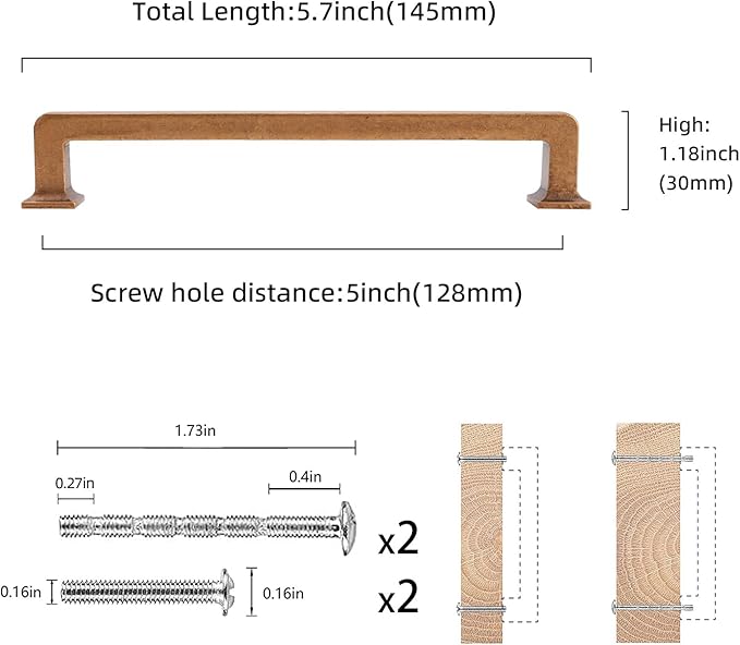 COTYKILEY 10 Pack 5Inch(128mm) Antique Brass Kitchen Cabinet Handles Cabinet Pulls Vintage Drawer Pulls Aged Gold Bronze Kitchen Cabinet Hardware Kitchen Handles Drawer Pulls Dresser Handles