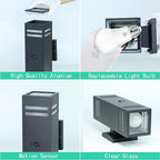 Motion Sensor Outdoor Wall Lights, Dusk to Dawn Porch & Patio Sconce with E26 Dimmable LED Bulbs, Black Aluminum Up & Down Exterior Lights for Garage, Garden, Front Door, ETL Listed