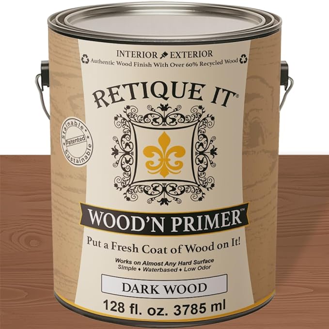 Retique It Wood'n Primer - Paint it then stain it - Stainable Wood Fiber Paint (Dark Wood, X-Large)
