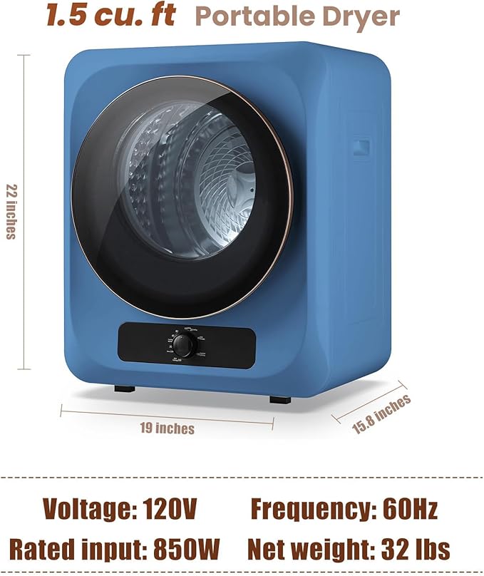 Auertech Portable Washer and Dryer Combo Set, 18 lbs Fully Automatic Washing Machine, 1.5CuFt Portable Dryers, Compact Washer and Dryer for Apartment, RV, Dorm