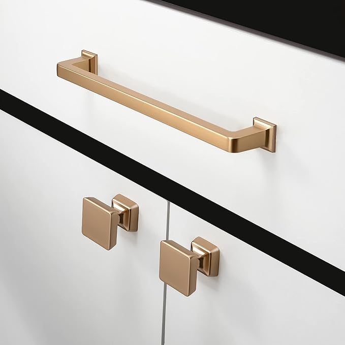 COTYKILEY 10 Pack 7 Inch(177mm) Champagne Copper Kitchen Cabinet Handles Brushed Brass Cabinet Pulls Cabinet Door Handles Gold Kitchen Cabinet Hardware Cupboard Drawer Pulls Dresser Handles