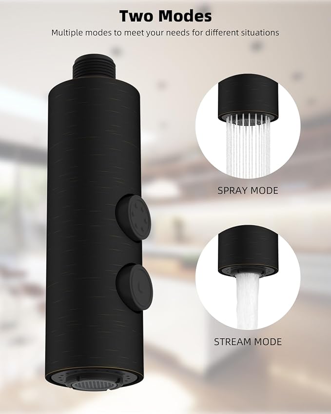 Hibbent Metal Pull Down Kitchen Faucet Head Replacement with 15 Adapters, Sink Spray Head, 2 Function Spray Nozzle Compatible with Moen, American Standard, Delta, Kohler Faucets, Oil-Rubbed Bronze