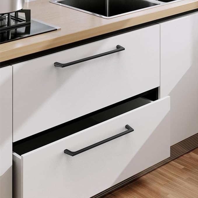 6 Pack Matte Black Cabinet Pulls 12.6 Inch Kitchen Cabinet Handles Cabinet Hardware Kitchen Handles for Cabinets Wardrobe Pulls Black Dresser Pulls Drawer Handle