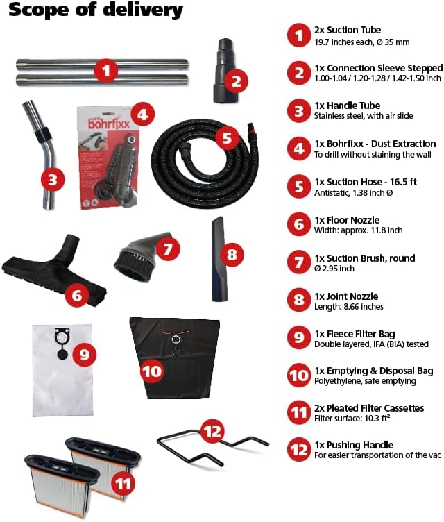 Starmix 1650 "Powerhouse XL 13.2 Gallons/50 L, High Performance Multi-Use Portable Dust Extractor - Wet/Dry - Auto Self-Clean Filter System - HEPA Certified, 103761