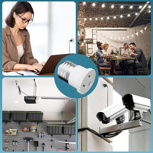 8 Pack, Light Socket to Plug Adapter, Convert Light Bulb Socket to Outlet Adapter (White).