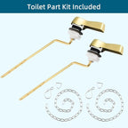 Hygie Rinse Metal Toilet Handle Lever Flush Replacement, 2PCS Universal Side Mount Toilet Handle with Stainless Steel Flapper Chains, Toilet Repair Kit, Shiny Gold