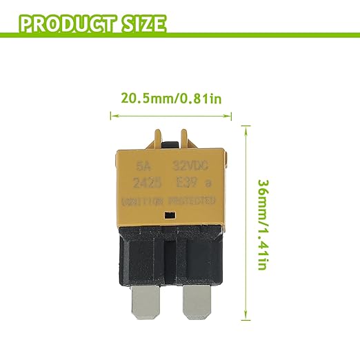 5A DC 12V-32V Manual Reset Circuit Breaker ATC/ATO Low Profile T3 Mini Blade Fuses Breakers for Car Trucks Marine Boat RV Solar and More,2 Pack