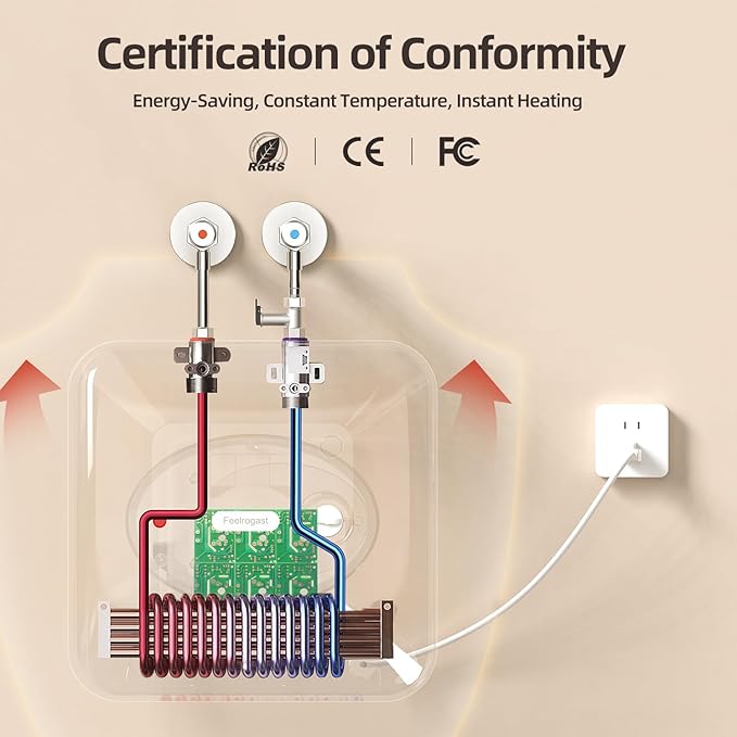 Electric Tank Water Heater-8 Gallon Under Sink Instant Hot Water for RV, Camper, Kitchen, Food Truck, 120V 1500W, Dusty Rose, Wall or Floor Mounted