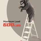 ASPERALD 4 Step Ladder with Single-Handrail,Foldable Step Stool with Anti-Slip Wide Pedals for Home Kitchen Closet, Step Ladder 4 Step Folding White