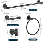 TURS Matte Black Bathroom Hardware Set 5 Piece, SUS304 Stainless Steel Bath Towel Bar Set, 24 Inch Bathroom Accessories Kit Wall Mounted