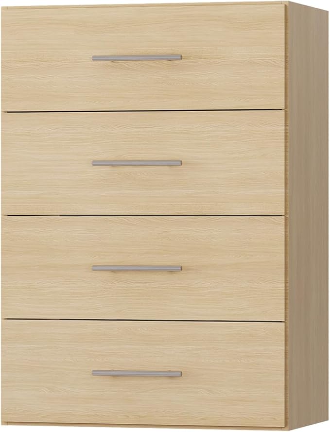 ROOMTEC 25.5" 4 Drawer Short Tower Closet Unit, Modular Closet System with Drawers and Shelf, Wardrobe Organizer for Bedroom or Walk-in Closet, Wall Mounted, Customizable Clothes Storage Unit, Wood