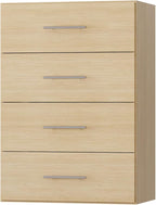 ROOMTEC 19.5" 4 Drawer Short Tower Closet Unit, Modular Closet System with Drawers and Shelf, Wardrobe Organizer for Bedroom or Walk-in Closet, Wall Mounted, Customizable Clothes Storage Unit, Wood