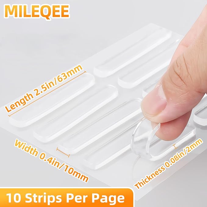 30PCS Clear Protector Strips, Door Wall Bumpers Stopper, Self Adhesive Cabinet Pads Sound Dampening, Cupboard Drawer Cushion Guards, Desk Protective Soft Quiet Cushioning for Furniture Kitchen