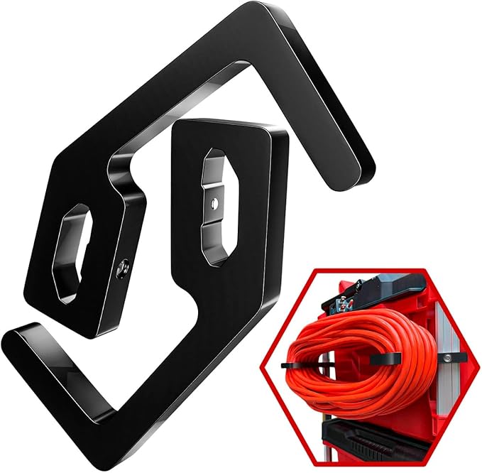 Packout Extension Cord Holder for Alpha Rail System Compatible with Milwaukee Packout Tool Box - Fits Packout Organizers - Perfect Packout Accessories Upgrade & Packout Mods Solution - Black